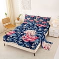 thumbnail image 2 of Erosebridal Chic Peony Flower Full Size Sheets for Girls, Tropical Floral Bed Sheets, 4 Pieces, 1 Flat Sheet 1 Fitted Sheet and 2 Pillowcases, 2 of 5
