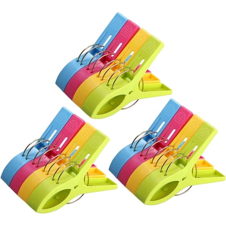 Pinces à Serviette de Plage,Lot de 9 Pinces à Linge,Grandes Pinces à Linge Clip de Brise-Vent,Durable Grosse Pince Plastique pour Serviette de Toilettes,Couettes, Draps de Bain,Couverture, Vêtements