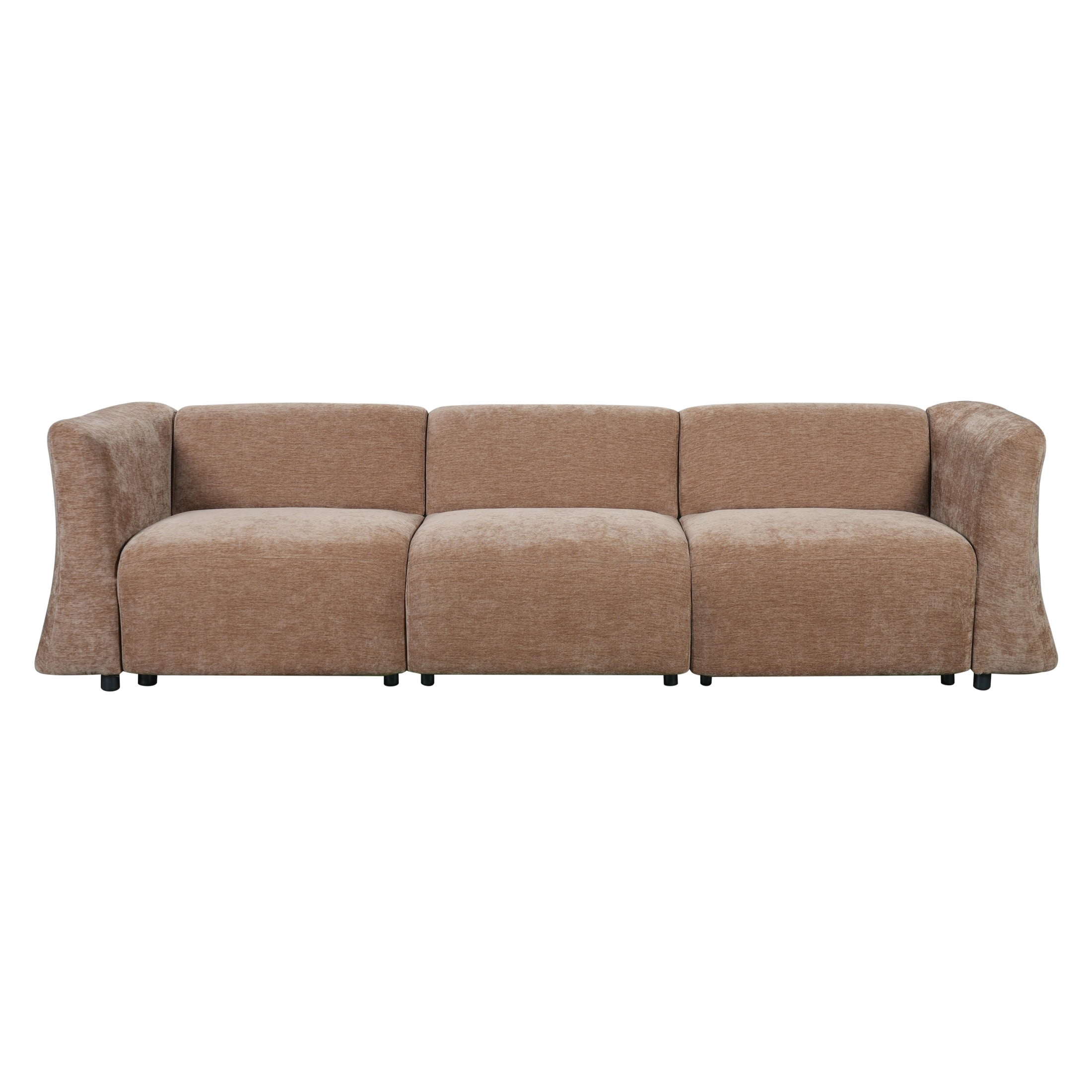 Christopher Knight Home 111" Modern Curved 3-Seater Sofa, Low Profile Upholstered Couch, Mocha