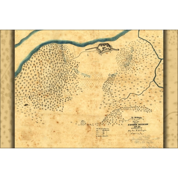 24"x36" Gallery Poster, civil war map Ft McAllister savannah georgia 1864