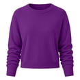 thumbnail image 3 of Women's Cropped Sweater Neck Long Sleeve Knit Pullover Casual Lightweight Soft Sweater Top for Fall Winter, 3 of 3