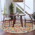 thumbnail image 3 of Boho Beige Flowers Round Area Rug 5Ft Washable Circle Rugs for Living Room Bedroom, Spring Abstract Watercolor Floral Leaf Non-Slip Carpet Floor Mats Indoor Outdoor Carpet Runner Aesthetic Home Decor, 3 of 8