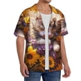 thumbnail image 2 of Sikiie Cute Cat Sunflower Men's Wrinkle Free Untucked Cuban Shirt Business Casual Button Down Shirts Short Sleeve ShirtMedium, 2 of 5