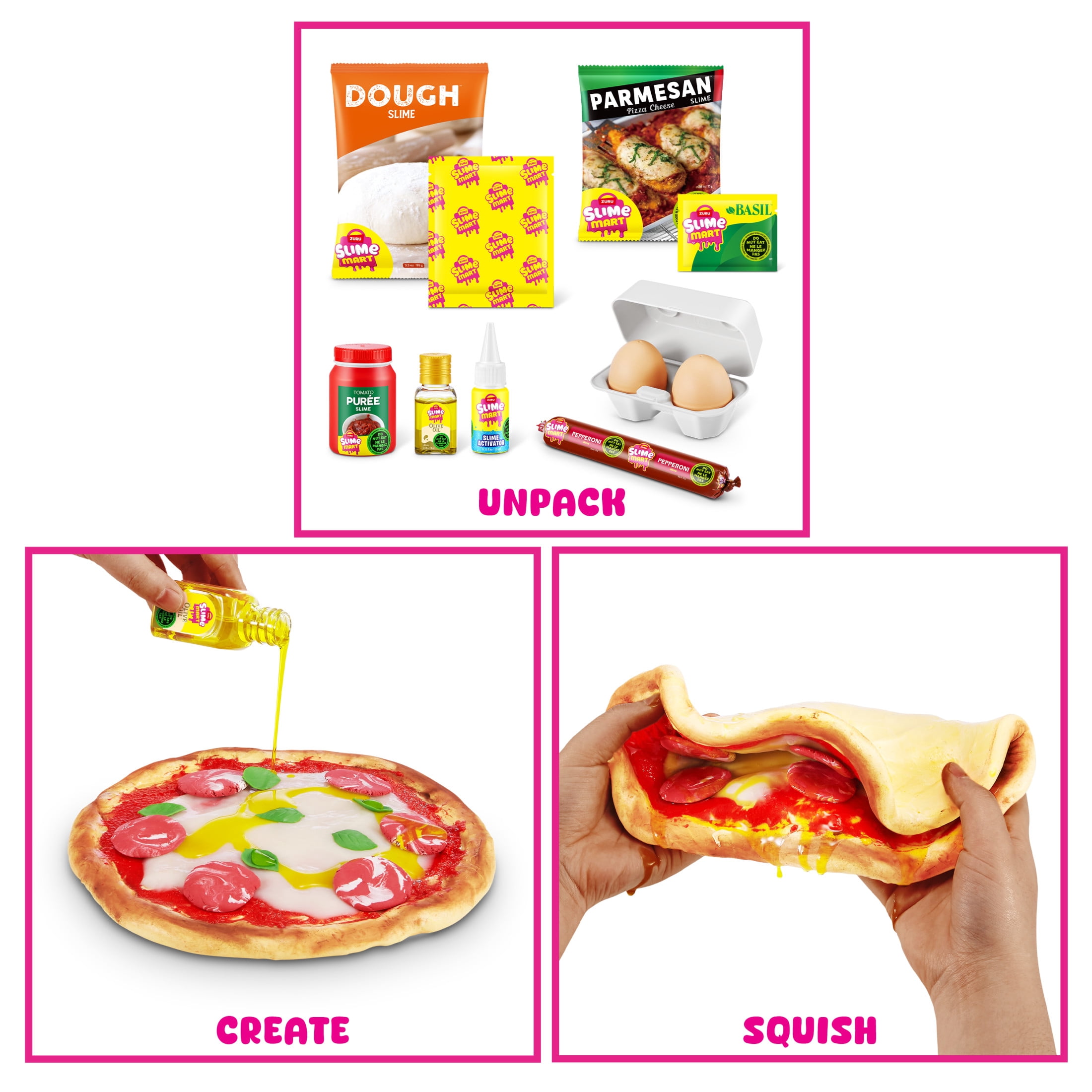 Slime Mart Small Basket Pizza Pretend Play Food Themed DIY Slime Craft Toys by ZURU