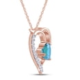 thumbnail image 2 of AFFY Blue Aquamarine & White CZ Womens Heart Pendant Necklace 14K Rose Gold Over 925 Sterling Silver, 2 of 7
