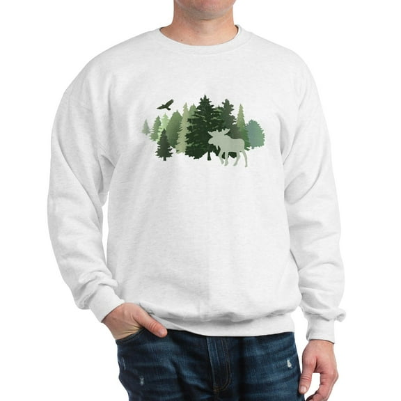 CafePress - Moose In The Forest Sweatshirt - Crew Neck Sweatshirt