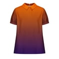 thumbnail image 5 of TKLPEHG Womens Tops Fashion Lapel Tunic Shirts Loose Going Out Tops Summer Gradient Color Graphic Tee Short Sleeve T Shirts Lightweight Casual Blouse(Orange,XXXXL), 5 of 5