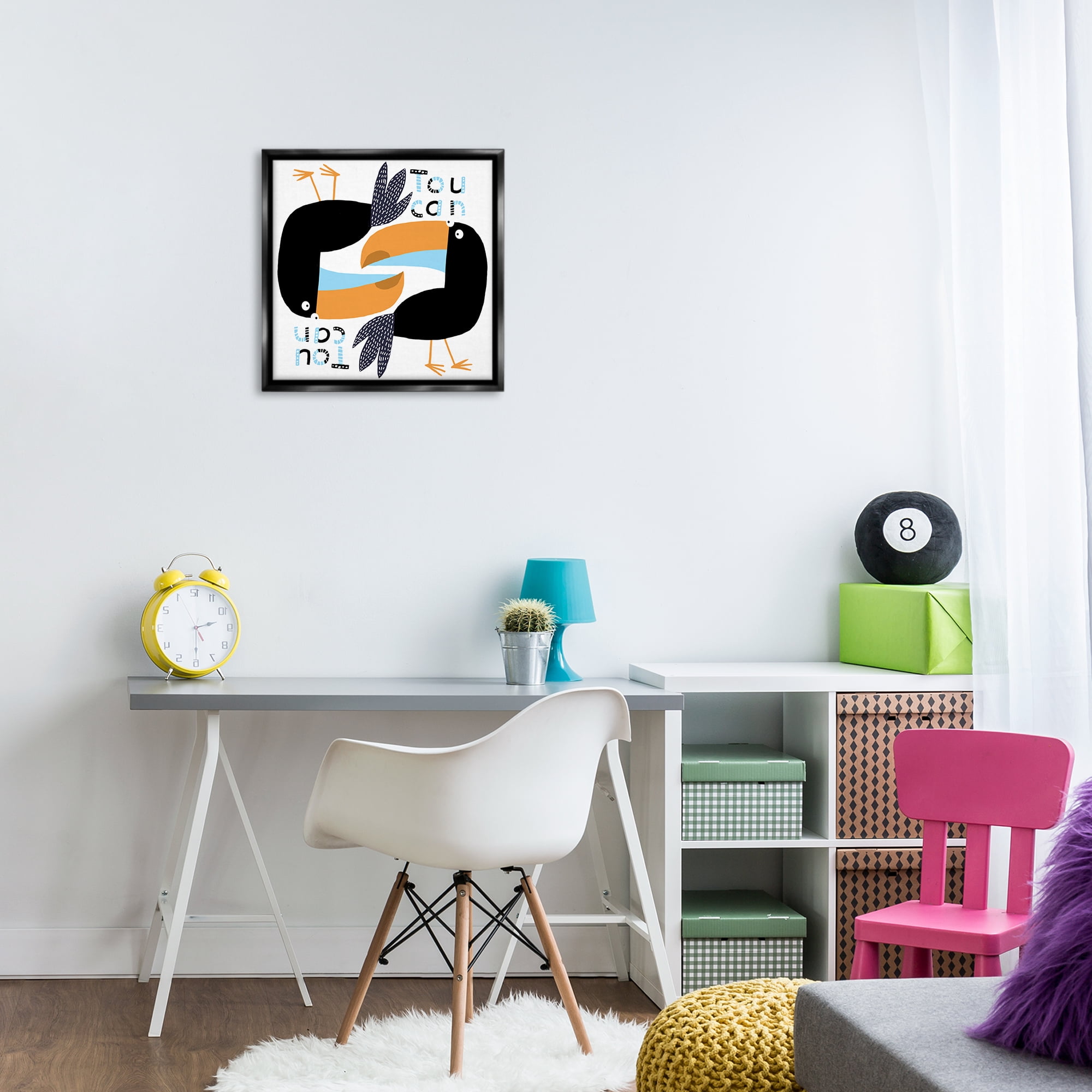Stupell Industries Tropical Toucan Birds Animals Painting Black Floater Framed Canvas Art Print Wall Art, 18 x 18