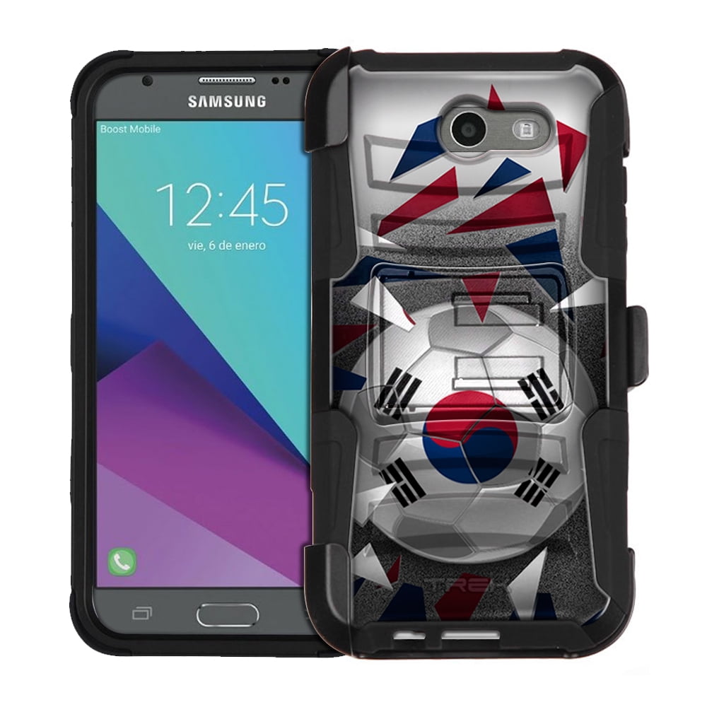 Samsung Galaxy J3 Prime Armor Hybrid Case Soccer Ball Korea Flag by Trek Media Group