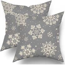 Red White Snowflakes Winter Christmas Pillow Covers 18x18 Set of 2 Xmas Snow Holiday Decoration Print Decorative Outdoor Pillowcases Seasonal Farmhouse Throw Cushion Case Decor for Couch Sofa Bed