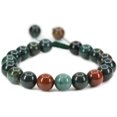 thumbnail image 1 of Angelstones Perles Rondes en Pierre Précieuse Faite à la Main 10mm Verte Bloodstone Héliotrope avec Pompons en Macramé Tressé Réglables Bracelets Chakra Reiki 7-9 Pouces Unisexe, 1 of 2