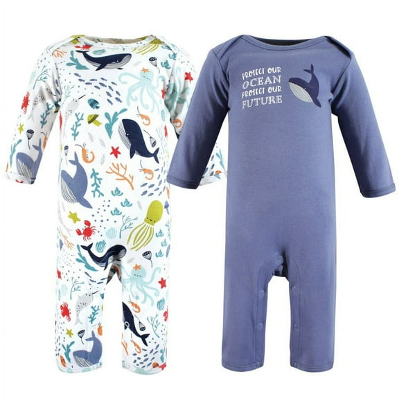 Touched by Nature Organic Cotton Coveralls, Ocean, 0-3 Months