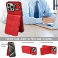 thumbnail image 6 of TECH CIRCLE For iPhone 14 Pro Wallet Case with Card Holder, Thin Slim PU Leather Finger Ring Kickstand Shockproof Protective Magnetic Women Men Phone Cover for Apple iPhone 14 Pro 6.1" 2022,Red, 6 of 8