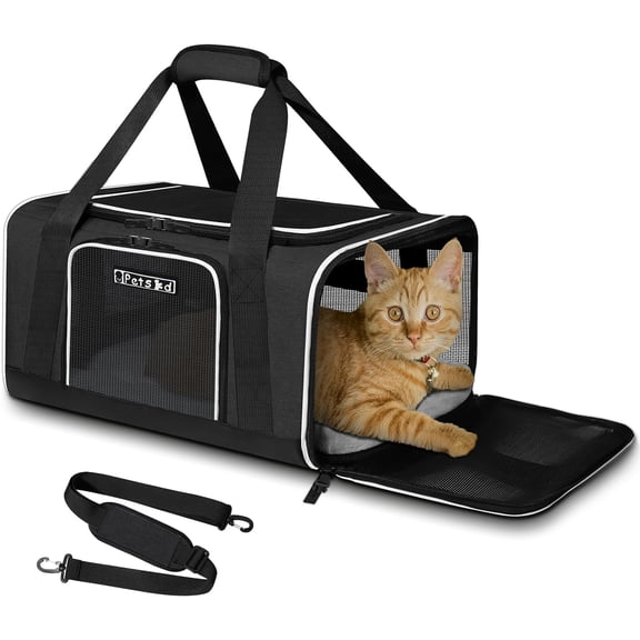 Pet Carrier 17x11x9.5 Alaska Airline Approved,Pet Travel Carrier Bag for Small Cats and Dogs, Soft Dog Carrier for 1-10 LBS Pets,Dog Cat Carrier with Safety Lock Zipper(Black)