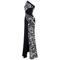 thumbnail image 3 of Angel-fashions Women's One Shoulder Zebra Gemstones Splicing Evening Dress Black, 3 of 4