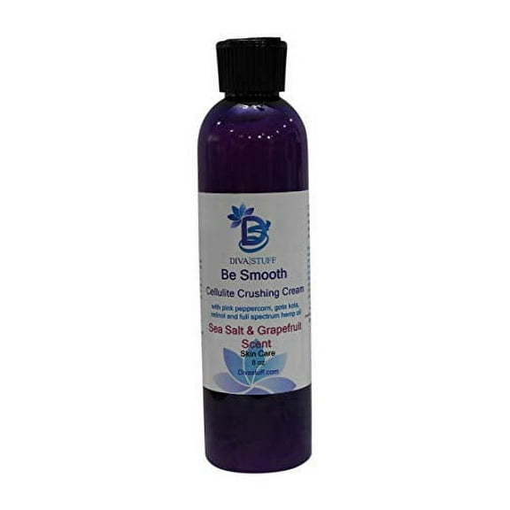 Be Smooth Cellulite Crushing Cream, Sea Salt and Grapefruit Scent, with Pink Peppercorns, Gota Kola, Hemp and More, Diva Stuff
