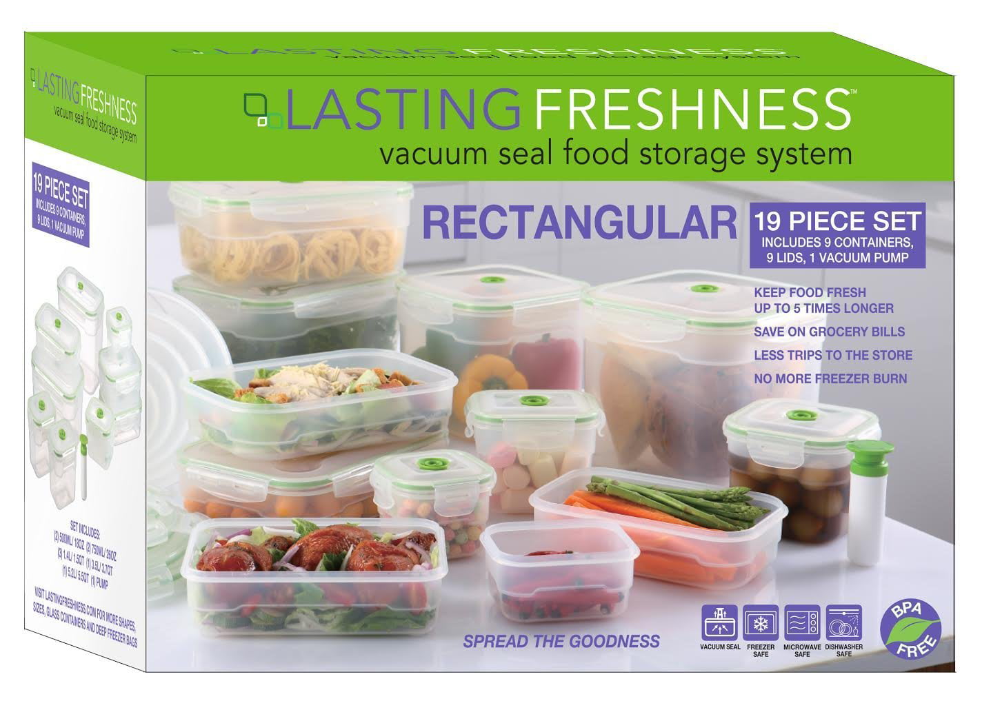 Lasting Freshness Vacuum Seal 9 Container Food Storage Set & Reviews