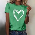 thumbnail image 4 of Hauts pour Femmes Saint-Valentin Manches Courtes Imprimé Cœur Col Rond T-Shirt Décontracté Vert TTG, 4 of 6