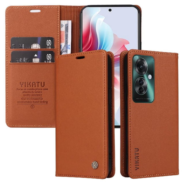 Funda para OPPO Reno 11F 5G Estuche de Cuero PU Tipo Cartera con Ranuras para Tarjetas y Cierre Magnético