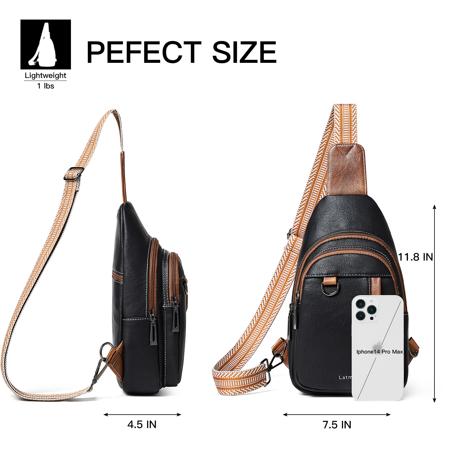7L Sling Bag for Women & Men, Leather Anti-Theft Crossbody Backpack, Small Daypack Fanny Pack for Travel, Hiking, and Work