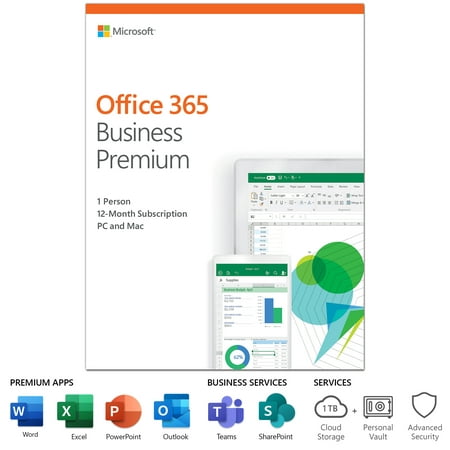 Microsoft Office 365 Business Premium | 12-month subscription, 1 person, PC/Mac Key (Best Program To Design Business Cards Mac)