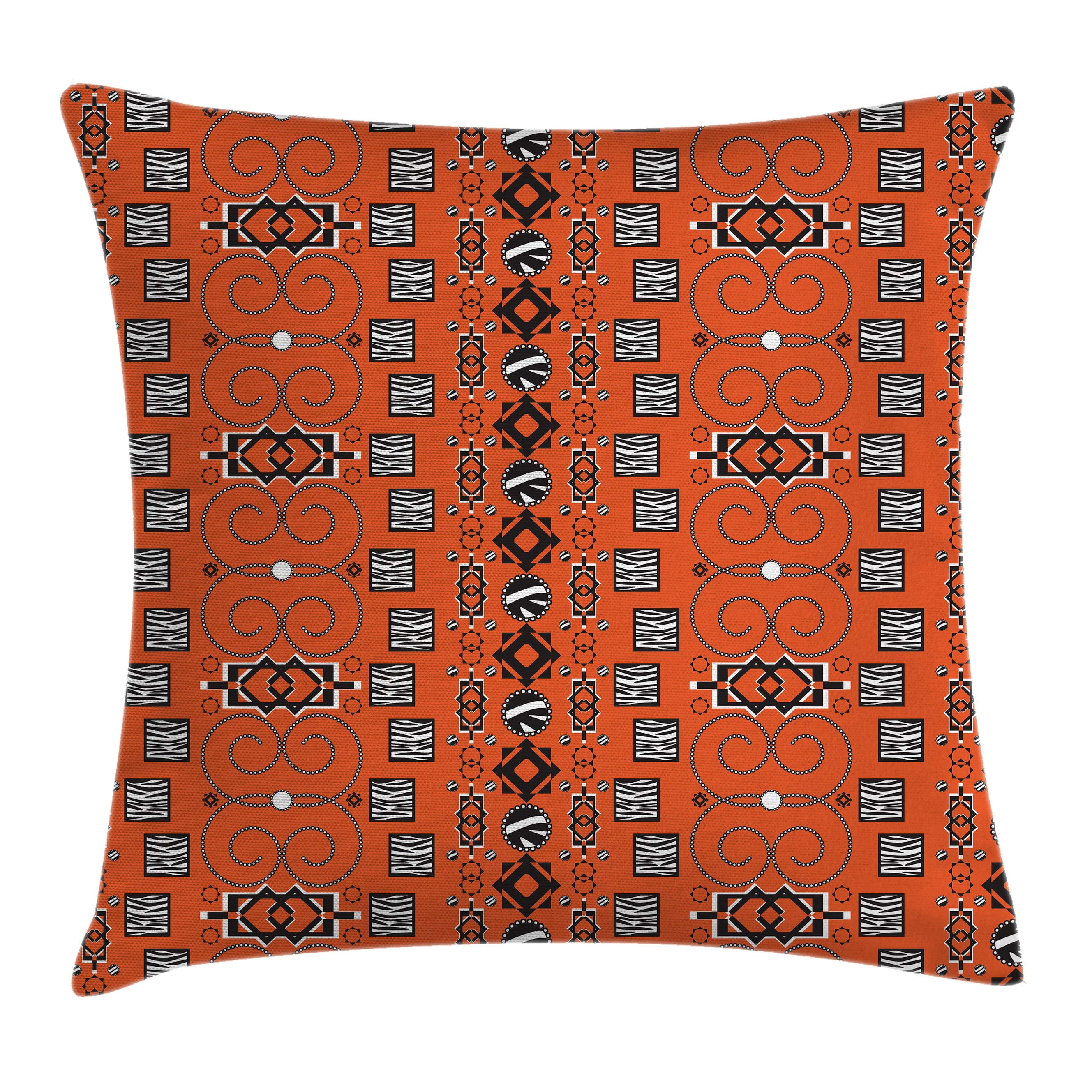 African Throw Pillow Cushion Cover, Ethnic Tribal Pattern with