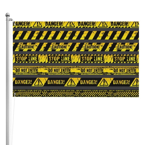 Danger Caution Warning Police Stripe Double Sided Flag 3x5FT Reversible Garden Flag Outdoor Decor for House, Porch, Lawn, Yard, Indoor Wall, Party Decoration