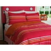 Your Zone Reversible Comforter and Sham Set, Pink Stripe/Orange Nectarine