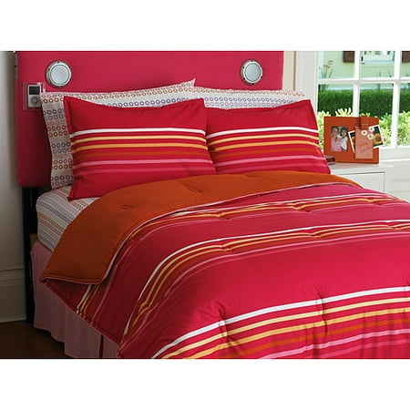 your zone reversible comforter and sham set pink stripe your zone reversible comforter and sham set pink stripe