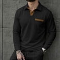 thumbnail image 5 of Mens Shirts, Men's Casual Shirts Classic Long Sleeve Basic Button T-Shirt Lapel Lightweight Fall Golf Tops with Pocket Black XXXL, 5 of 6