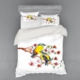 thumbnail image 2 of Nature Duvet Cover Set, Watercolor Style Effect Drawing of Birds on the Branches and Flowers Print, Bedding Set with Shams and Fitted Sheet, 3 Sizes, by Ambesonne, 2 of 3