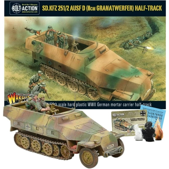 Bolt Action Miniatures - Warlord Games Sd.Kfz 251/2 Ausf D (8cm Granatwerfer) Half -Track Model Tank 28mm Miniatures - WW2 Model Kits, Tank Model Kit by Wargames Delivered - Model Tanks Kits to Build