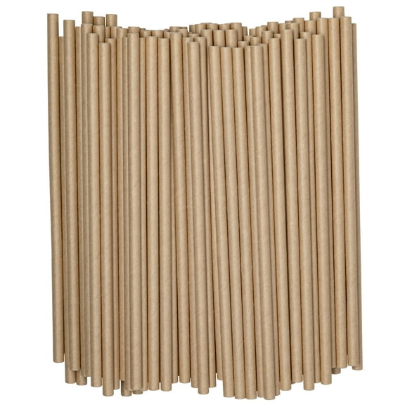 Kraft Paper Drinking Straws [200 Pack] 100% Biodegradable & Ink-Free