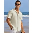 thumbnail image 6 of COOFANDY Men's Waffle Knit Button Down Shirt Short Sleeve Regular Fit Casual Dress Shirts, 6 of 9