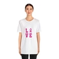 thumbnail image 4 of Love Pink Color Fight Breast Cancer Unisex Jersey Short Sleeve T-shirt, 4 of 12