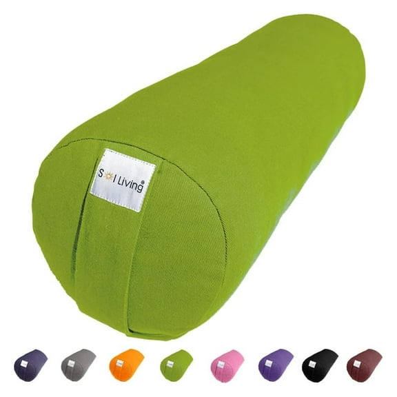 Yoga Bolster Pillow for Restorative Yoga Meditation Bolster 100% Cotton Cylindrical Meditation Cushion Firm Yoga Cushion Bolster Washable Cover Body Pillow for Balance Support Asana Green 26" x 8"