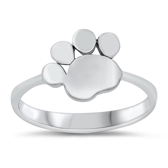 Sterling Silver Paw Print Ring Size 6