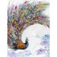 thumbnail image 3 of Paon Coloré avec Fleurs - Toile 36"x48 Pouces - Impression sur Demande, 3 of 5