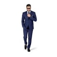 thumbnail image 4 of Slim Fit Men Suit Micro Textured Weave 2 Button Notch Collar AZAR 11812 (46 Long 39/40 Waist 34 Length, Navy Blue), 4 of 8
