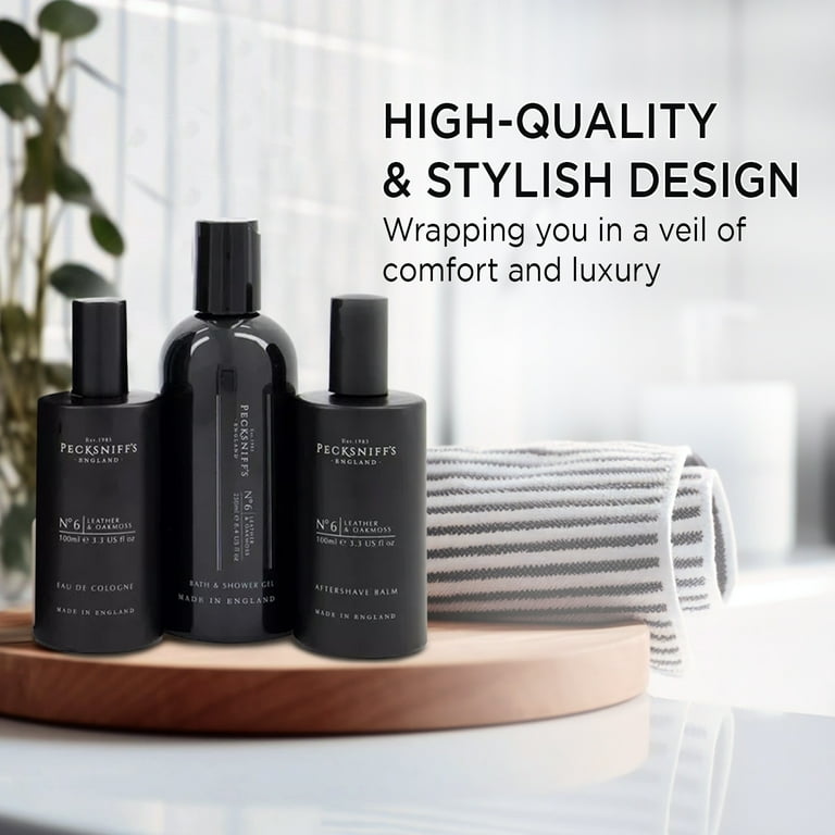 Pecksniffs Leather & Oakmoss Men's Gift Set: Eau de Cologne, 3-in
