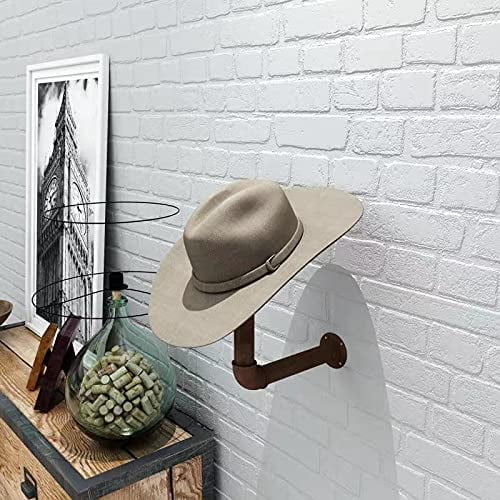 Cowboy Hat Rack 2 Pack Metal Pipe Brown Wood Wall Mounted Hat Wig Holder Helmet Holder for Coats Hats Caps 2 Black 2 black Walmart
