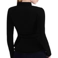 thumbnail image 3 of Asgosdo Women's Jeans Jacket Long Sleeve Stand Collar Zipper Ruffle Denim Jacket Casual Trendy Coat, 3 of 3