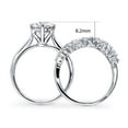 thumbnail image 4 of BERRICLE Sterling Silver Solitaire Wedding Engagement Rings 2 Carat Round Cut Cubic Zirconia CZ Wishbone Ring Set for Women, Rhodium Plated Size 5, 4 of 18