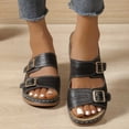 thumbnail image 4 of Hurxie Womens Wedge Sandals Leather, Comfortable Slip On Slides Dressy, Orthopedic Sandals for Women, Open Toe Casua Arch Support Platform ladies Sandal Black 8.5, 4 of 6