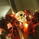 thumbnail image 4 of Fiudx Corona de Esqueleto de Halloween, Diseño Decorativo de Rosa y Farol, Luz Nocturna a Pilas, Fácil de Colgar En La Puerta o La Pared, Decoración Festiva para El Hogar, Tamaño 40,6 X 38,1 Cm., 4 of 7