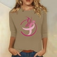 thumbnail image 2 of IROINNID Breast Cancer Pullover for Women Breast Cancer Awareness Loose Printed Loose T-shirt 3/4 Sleeves Blouse Round Neck Tops,Khaki, 2 of 5