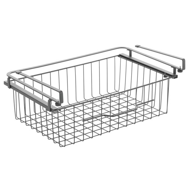 mDesign Large Metal Wire Hanging Pullout Drawer Basket Shelf