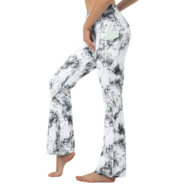 BUBBLELIME 29313335 4 Styles Womens High Waist Bootcut Yoga Pants - Side  Pockets_ARABEScATO XS-29 Inseam
