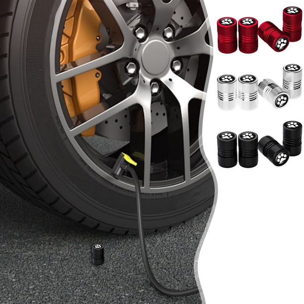 Tapones para Neumáticos con Diseño de Huella de Neumático, de Aluminio, Aptos para Coches, Motocicletas, Etc., Juego de 4