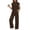 Brown, variant on Women's Summer 2 Piece Lounge Sets 2026 Cap Sleeve Tops Wide Leg Pants Workout Sets Loose Casual Tracksuit